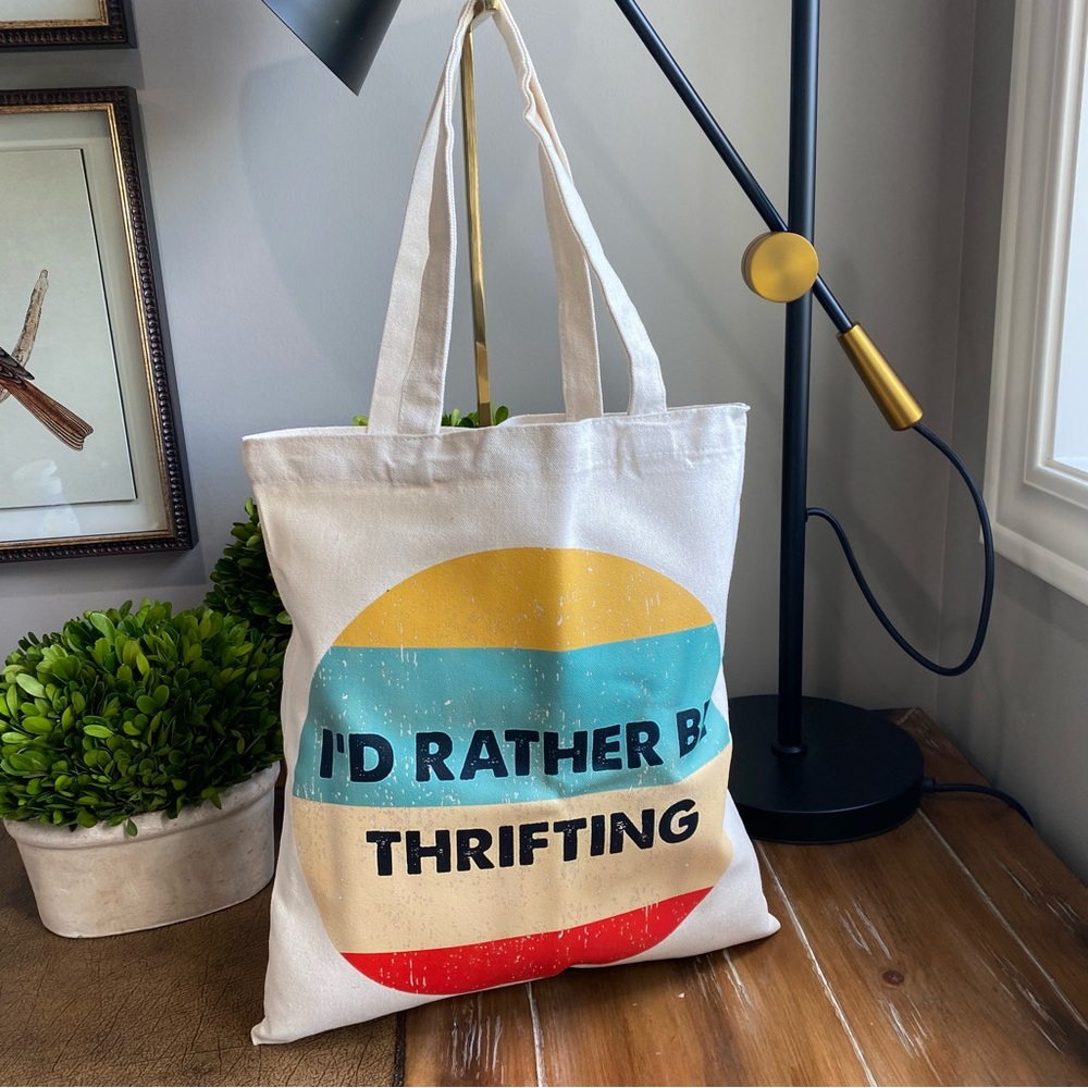 I’d Rather Be Thrifting Linen Shopper Tote Bag